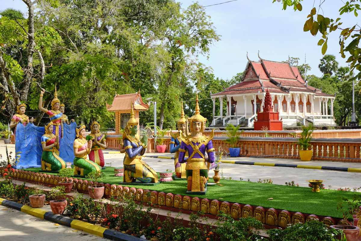 Cambodia Temple with Statues