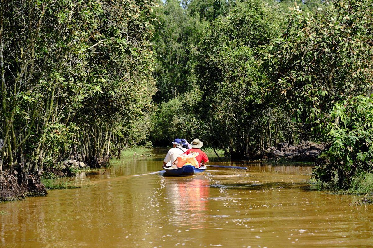 paddling along waterway
