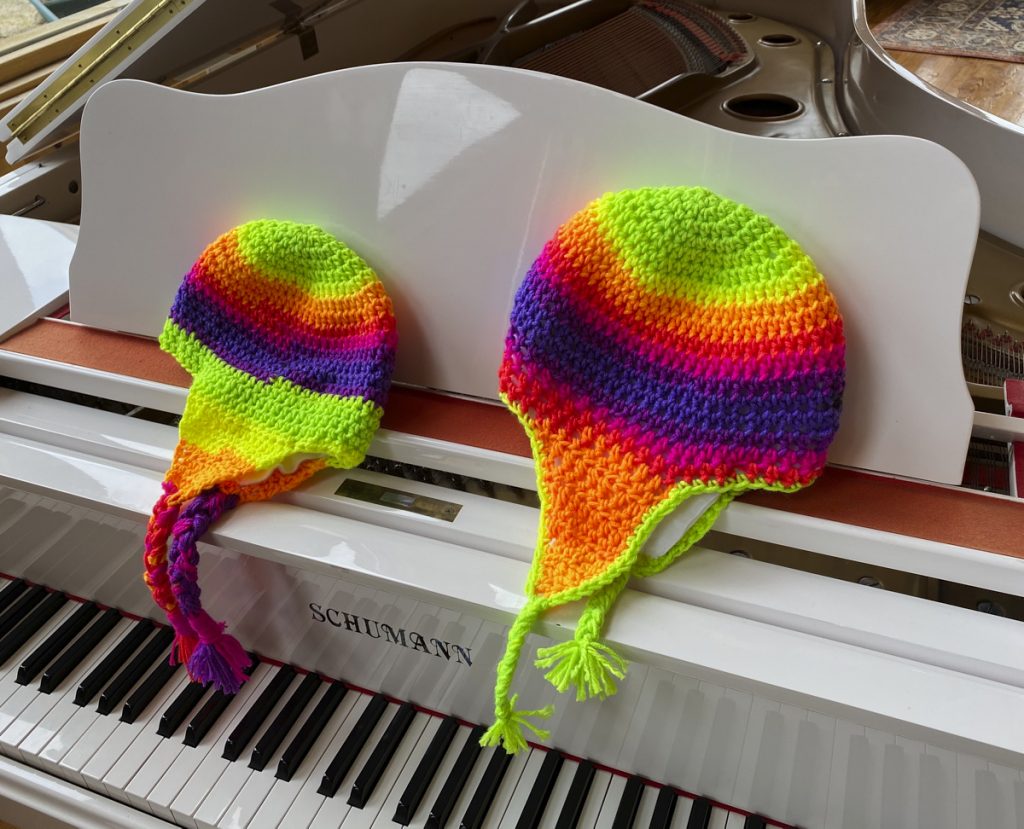 Crochet, fleece lined hats