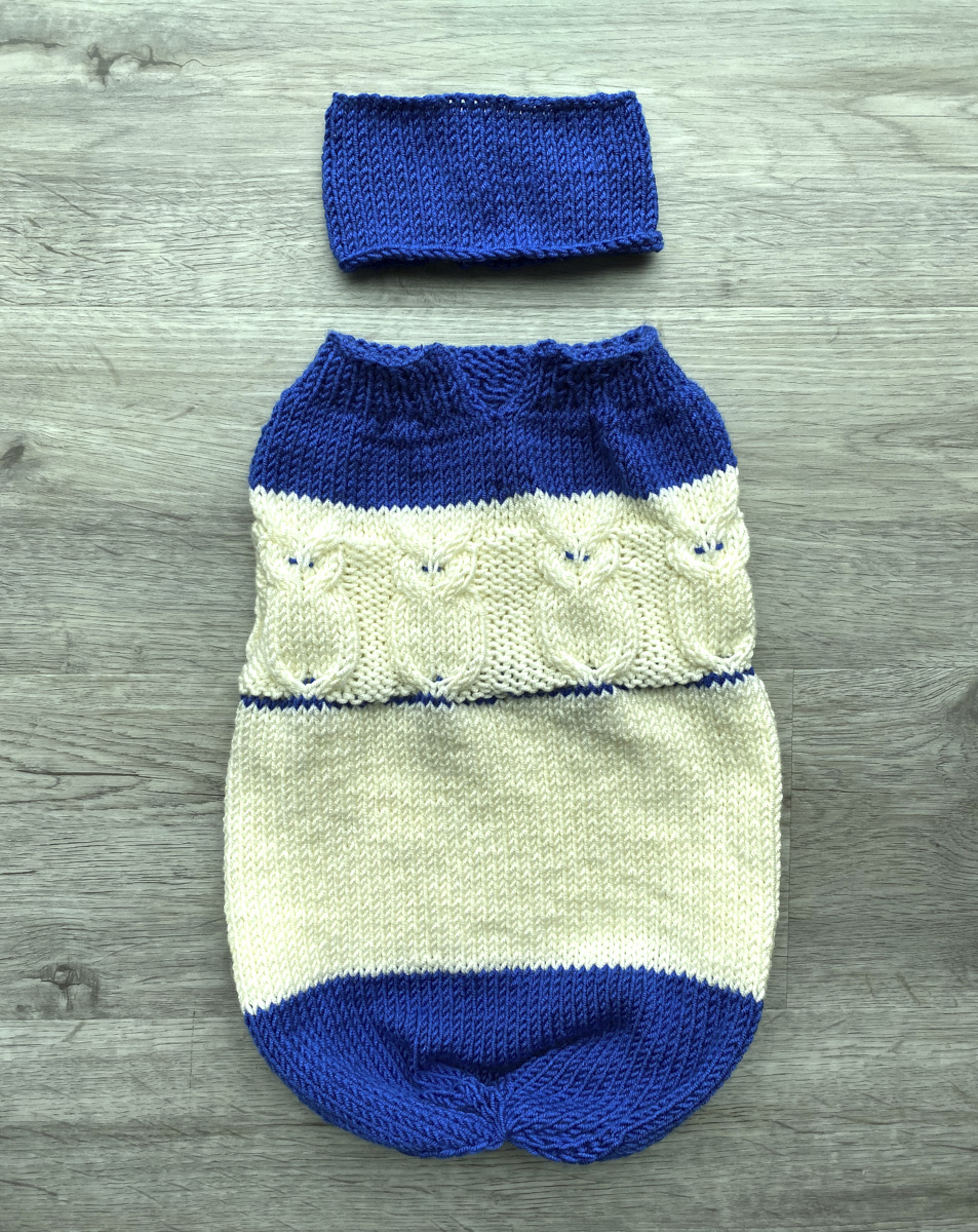 Second Owlie Sack and knitted headband