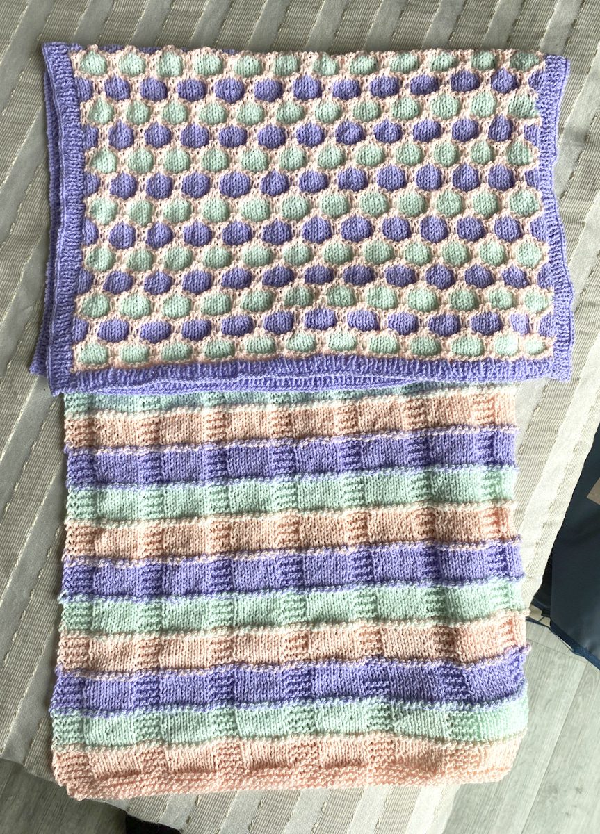Two blankets, same yarn, different designs