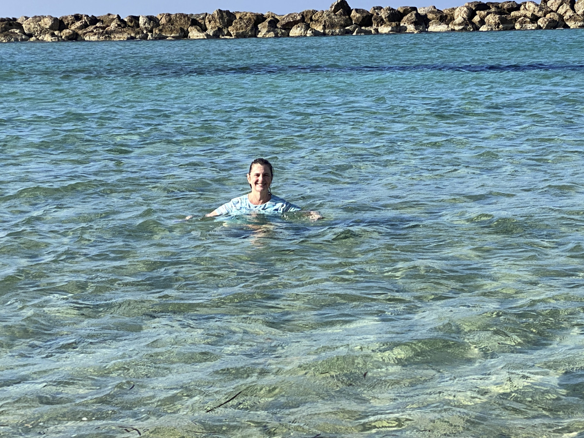 Deb swimming near Paphos