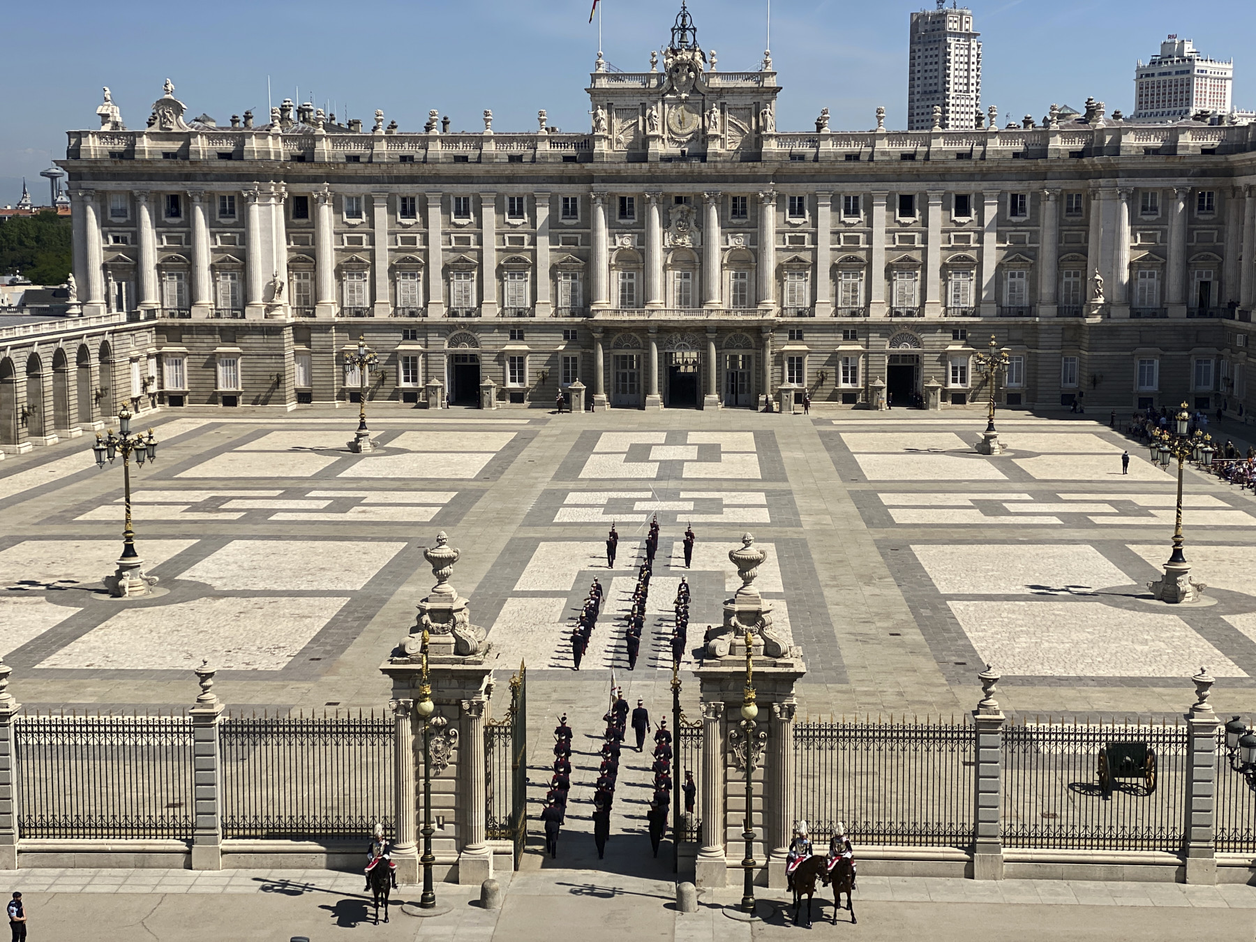 Changing of the Guard at Royal Palace of Madrid Courtyard