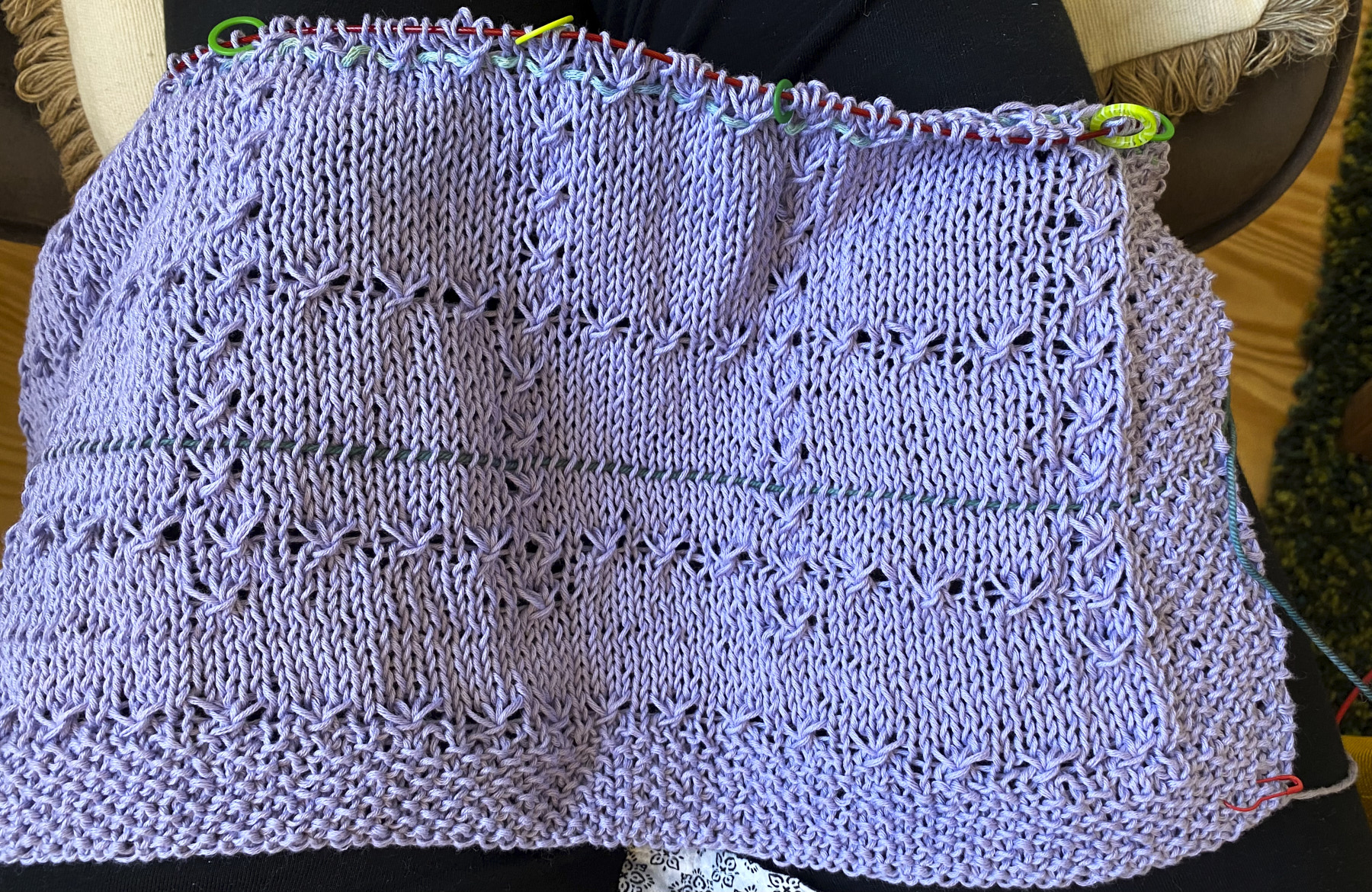 work on baby blanket purple